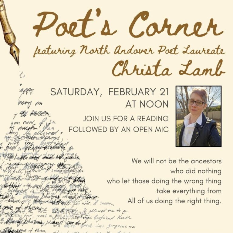 Poetry Corner featuring North Andover Poet Laureate Christa Lamb