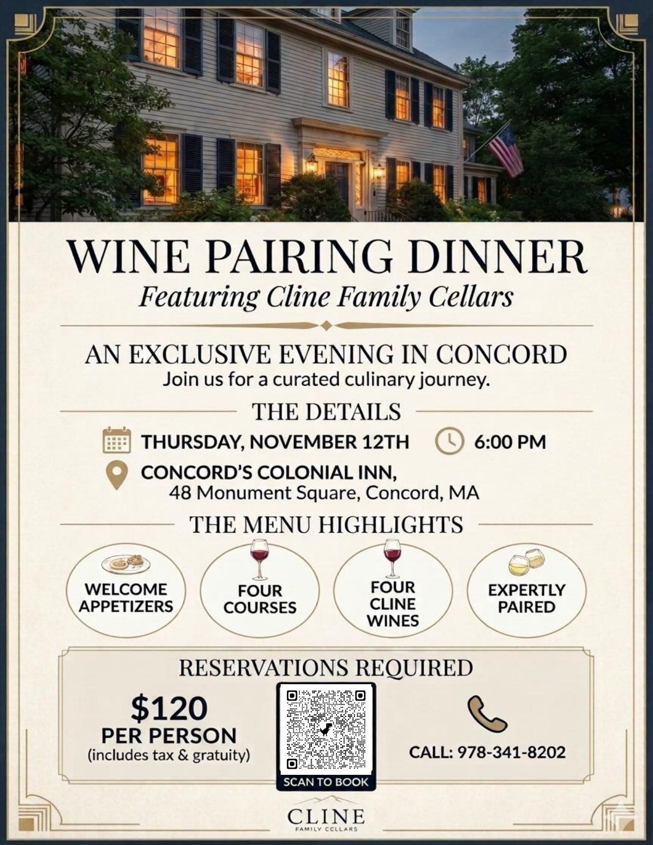 Wine Pairing Dinner featuring Cline Family Cellars