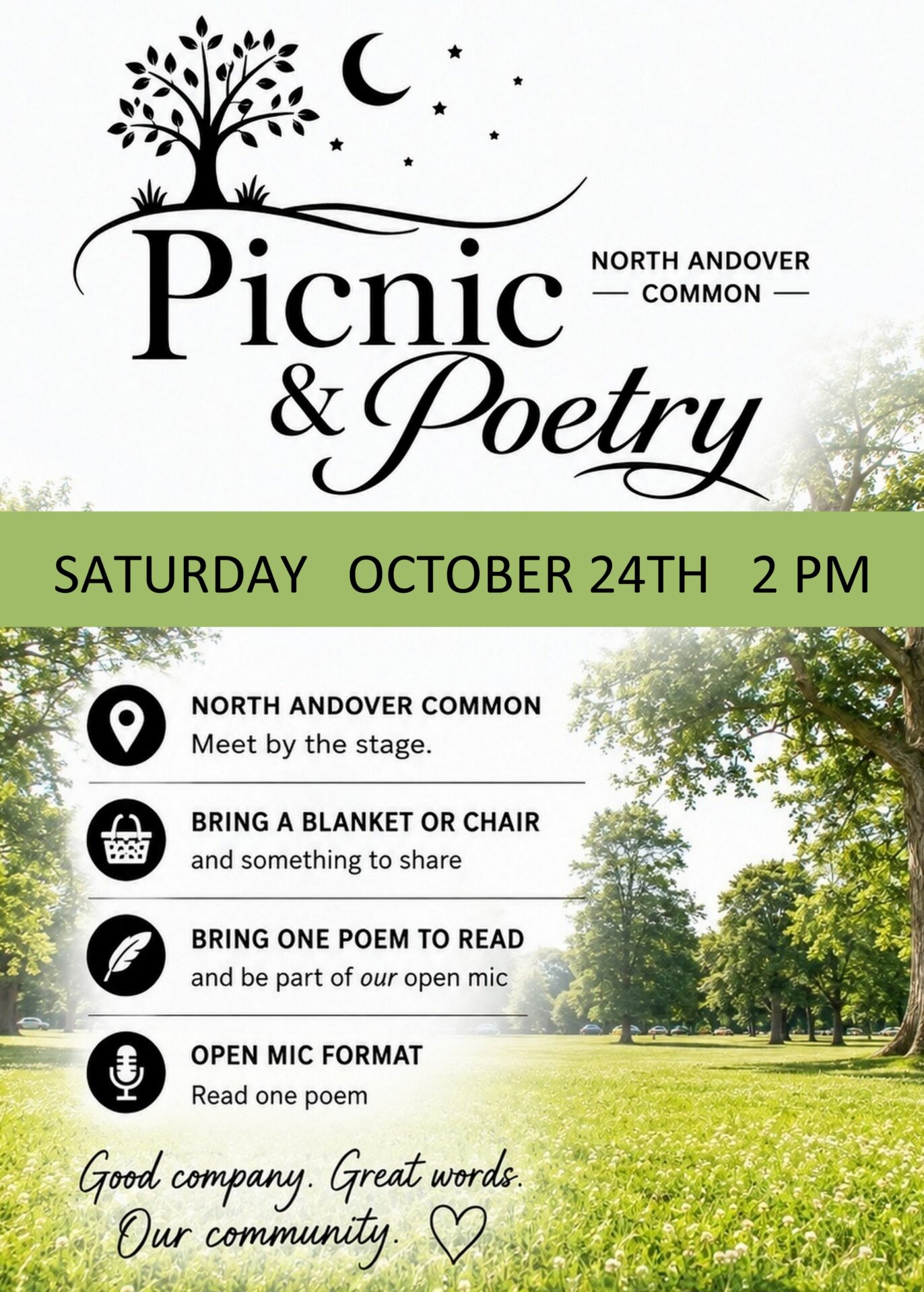 Picnic and Poetry in North Andover Common